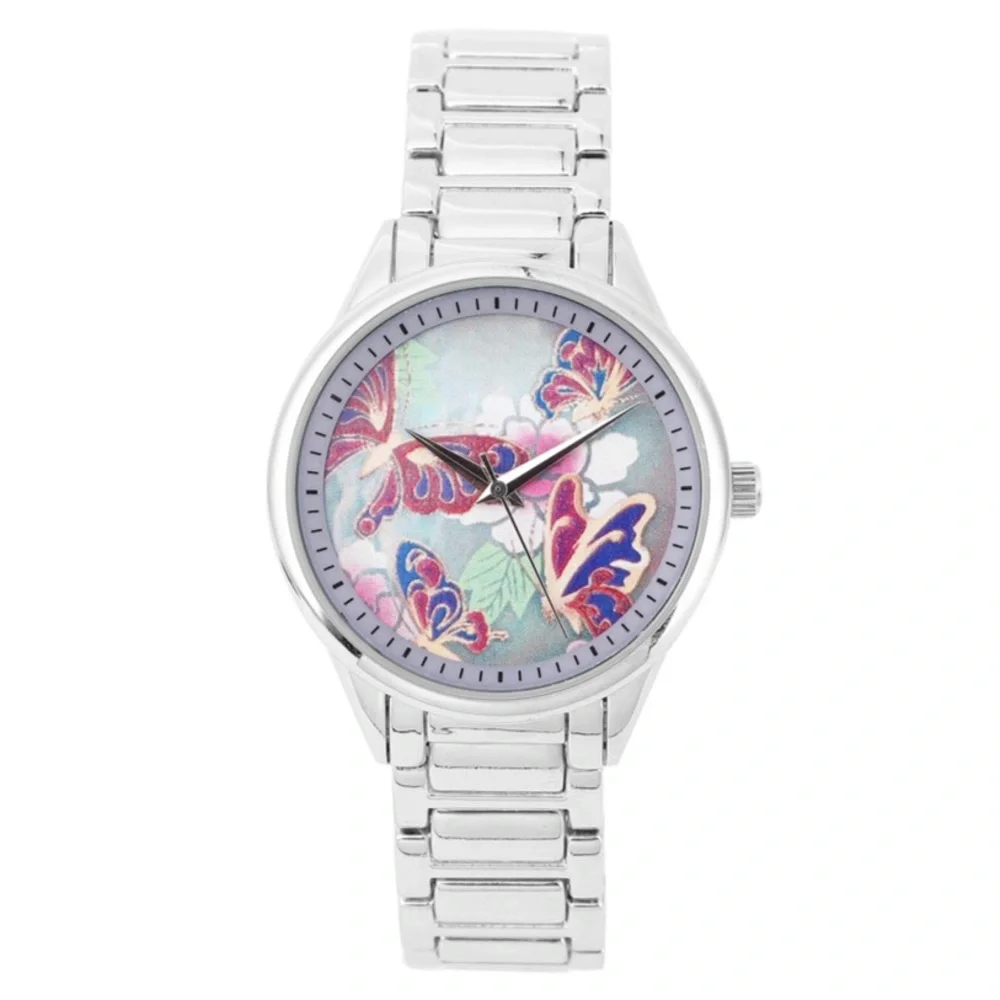Watch with Red Butterfly Pattern
